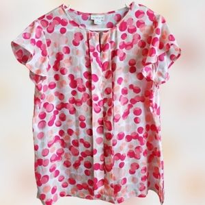 Liz Claiborne polka dot flutter sleeve top